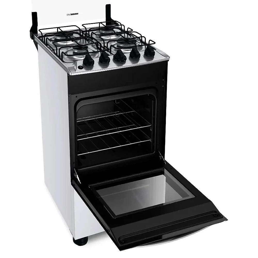 Fogão 4 Bocas Brastemp Clean com Prateleiras Ajustáveis BFO4NBB, Acendimento Automático, Branco - Bivolt Fogão 4 Bocas Brastemp Clean com Prateleiras Ajustáveis BFO4NBB, Acendimento Automático, Branco