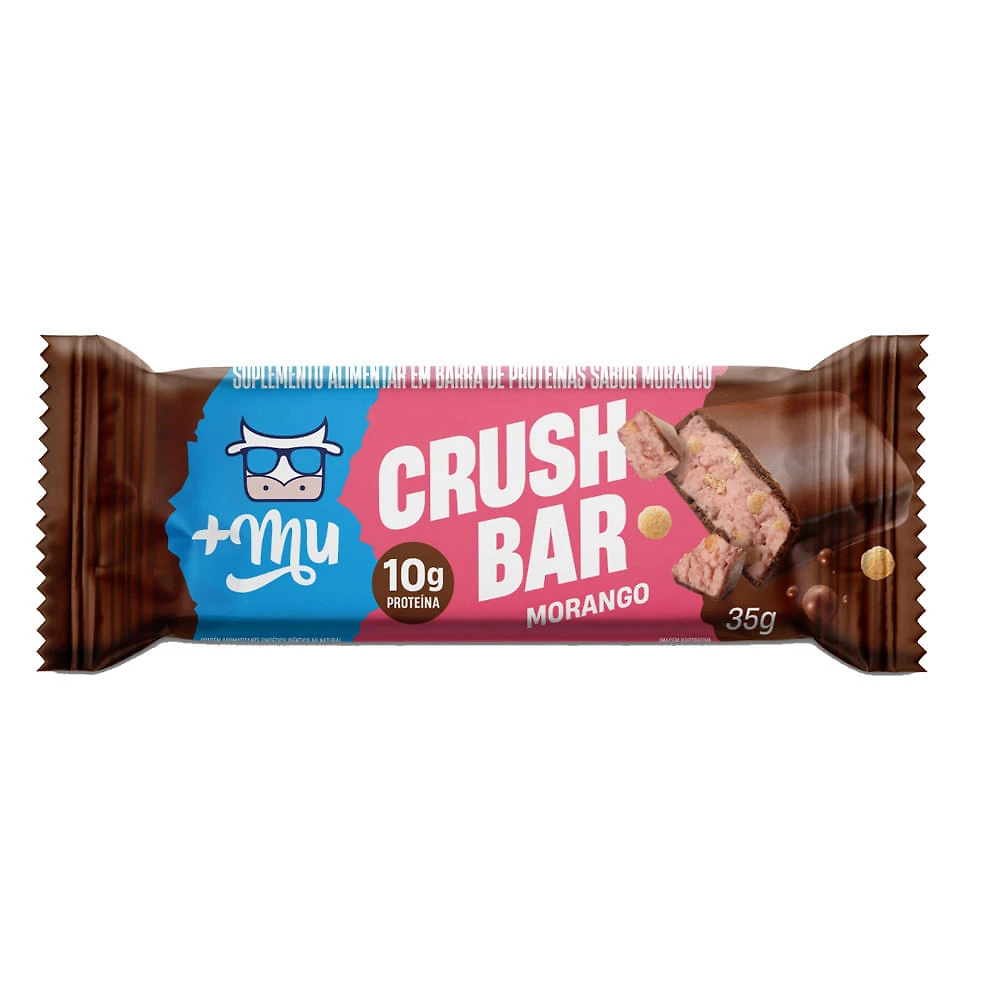 Barra de Proteína Mais Mu Crush Bar Morango com 10g de Proteína 35g