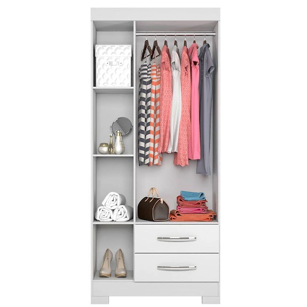 Guarda Roupa Solteiro Nt5000 3 Portas E 2 Gavetas Com Pés Notável Branco New- Rosa Flex