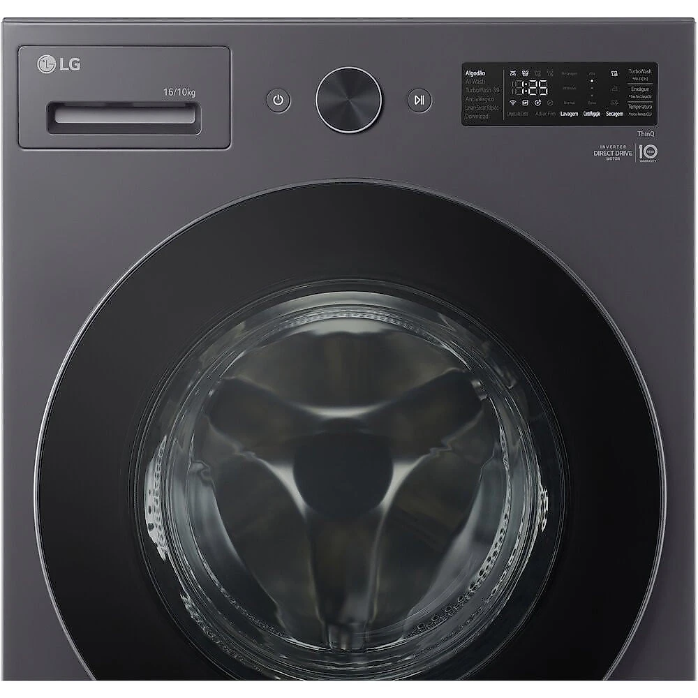 Lava e Seca WD16GNT 16Kg ou 10Kg Front Load Automático Touch LED LG Blkinox - 110V