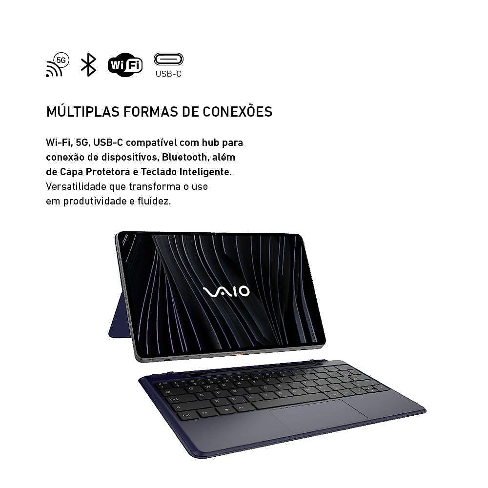 Tablet Vaio TL12 128GB 8GB RAM 5G Teclado Magnético E Caneta Tela Amoled 12.6” 2.5K Preto