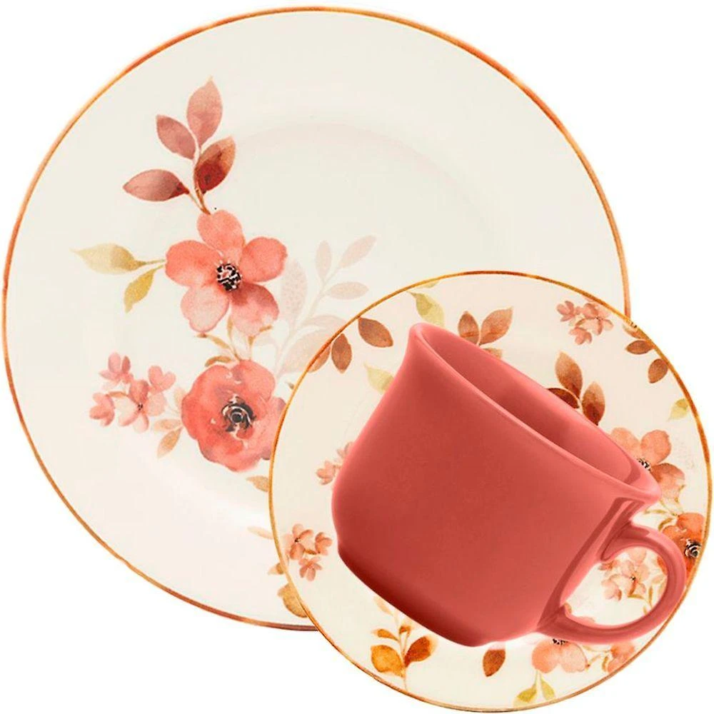 Kit Jogo Café Lanche 12pçs 6 Pessoas Donna Chá Das 5 Oxford