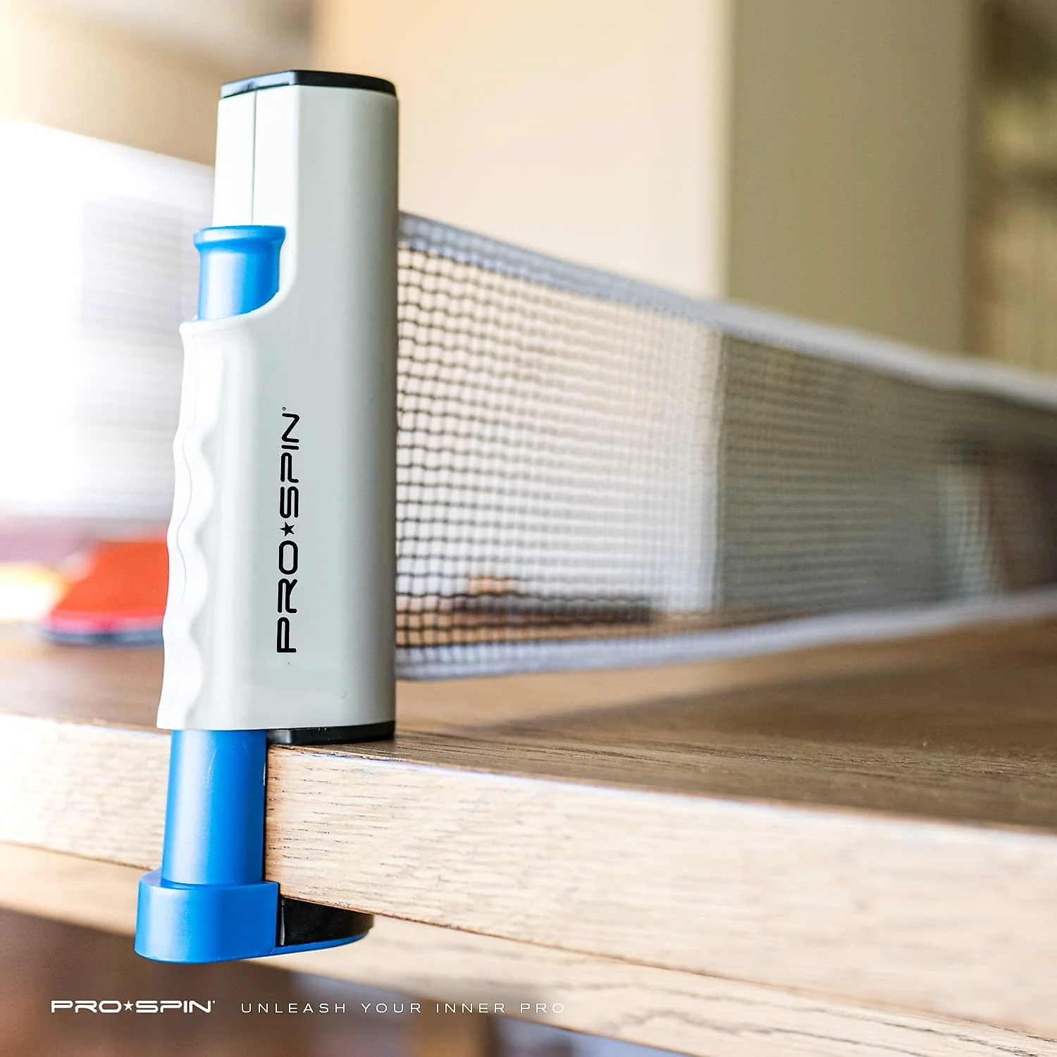 PROSPIN Kit de Ping Pong com Mesa Portátil 2 Raquetes 3 Bolas e Estojo Compacto VermelhoPreto