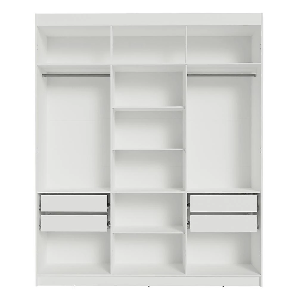 Guarda-roupa casal 6 portas batentes com espelho saturno madesa b branco/branco/preto