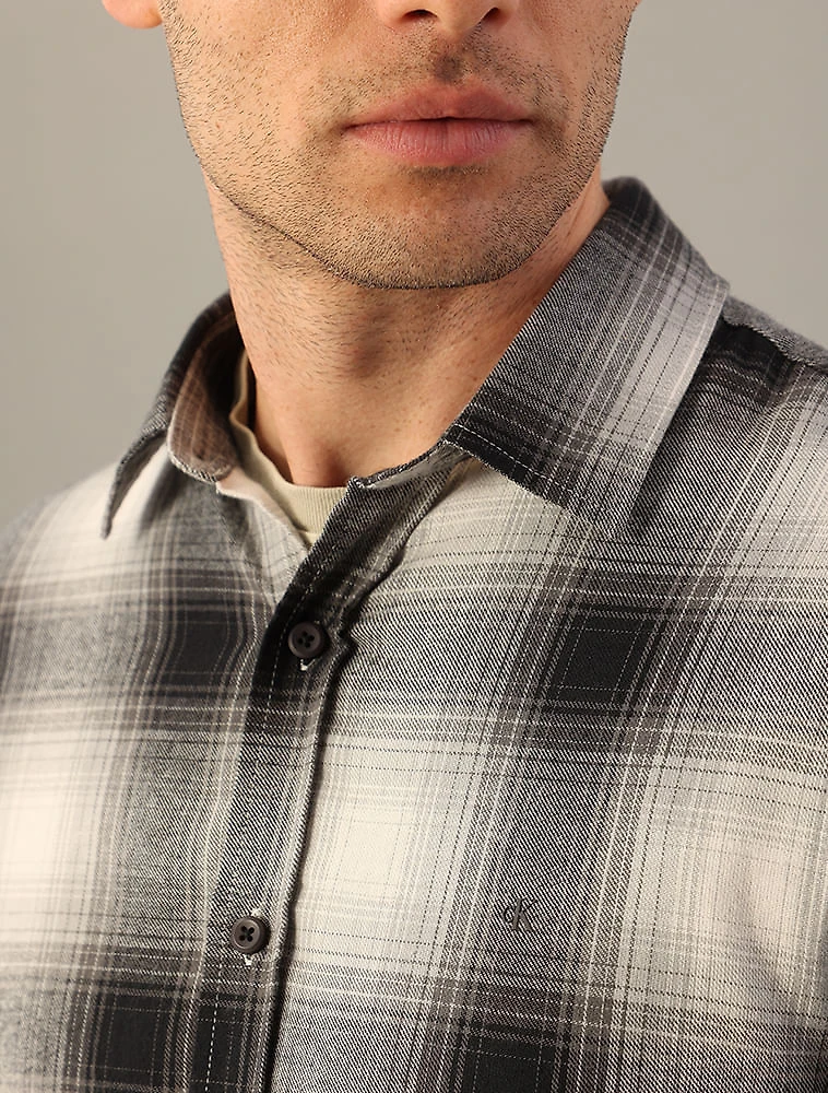 Miniatura Camisa Calvin Klein Jeans Manga Longa Flanela Xadrez - Chumbo Camisa Calvin Klein Jeans Manga Longa Flanela Xadrez Chumbo g