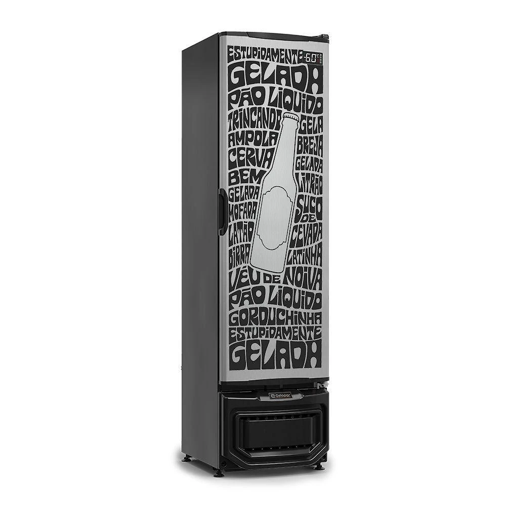 Cervejeira GCB23EGL com Porta Cega Adesivada Prateleiras Reguláveis Preto Gelopar 228L
