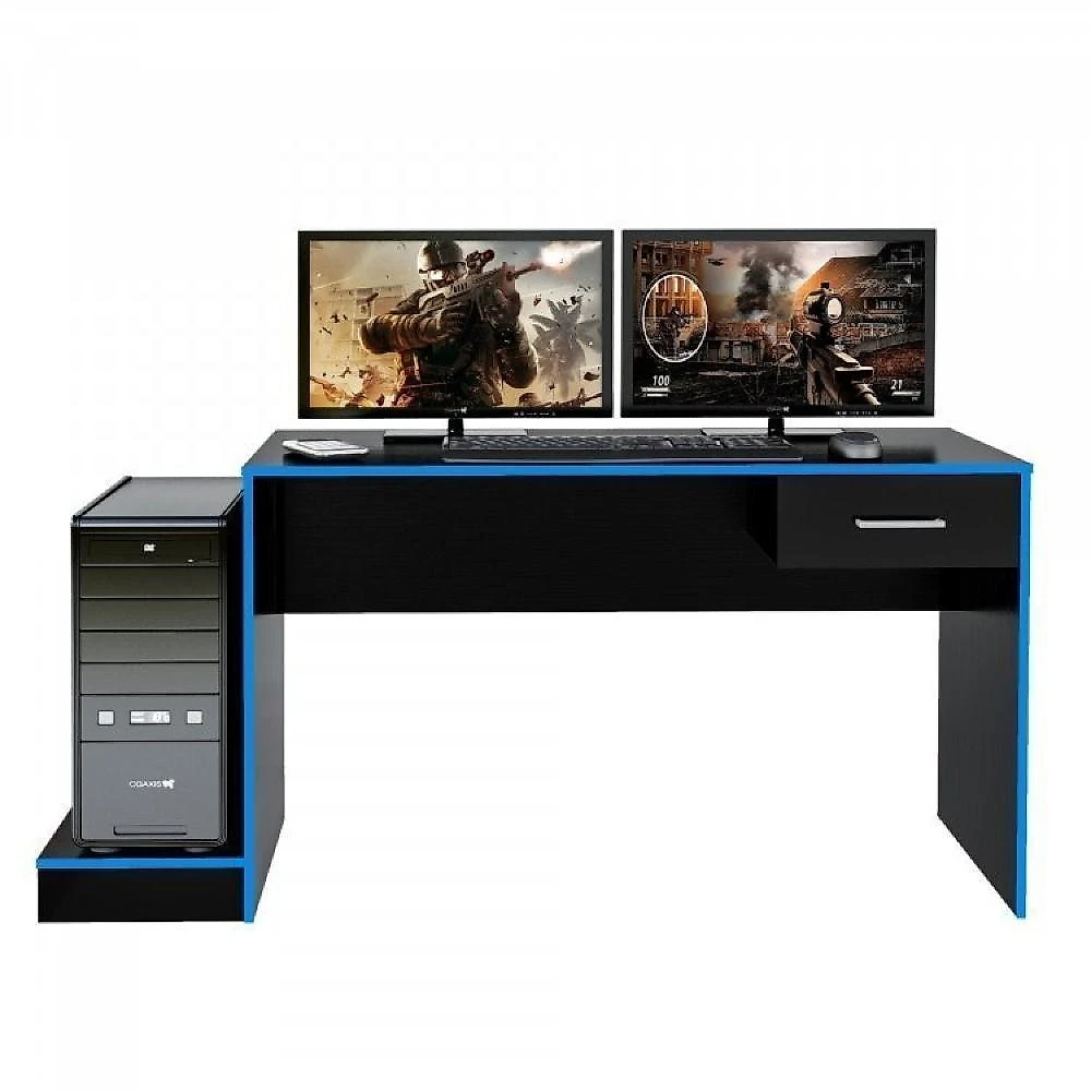 Kit 2 Peças com 1 Escrivaninha Gamer e 1 Estante para Livros 5 Prateleiras Conjunto Home Office 2 Peças com 1 Escrivaninha Gamer e 1 Estante para Livros 5 Prateleiras Artely Preto / Branco