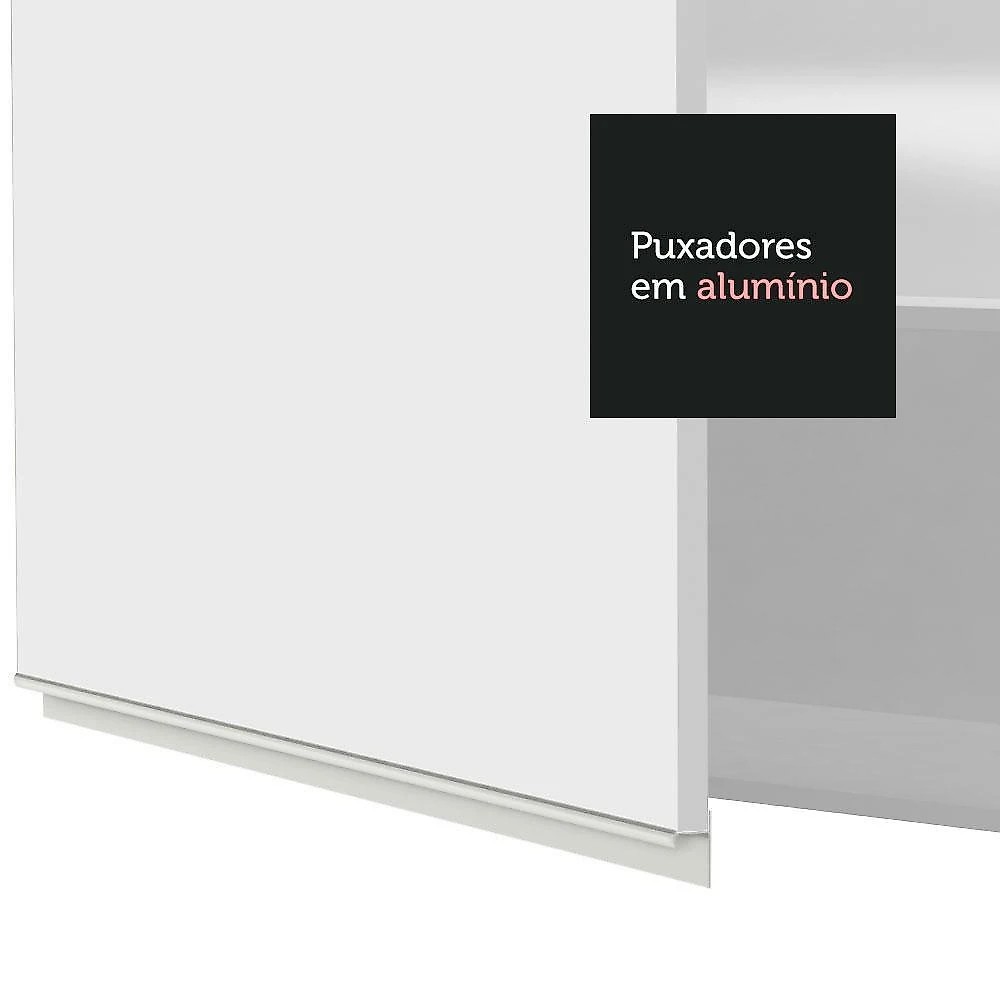 Armário de cozinha aéreo 120 cm 2 portas com vidro branco glamy madesa