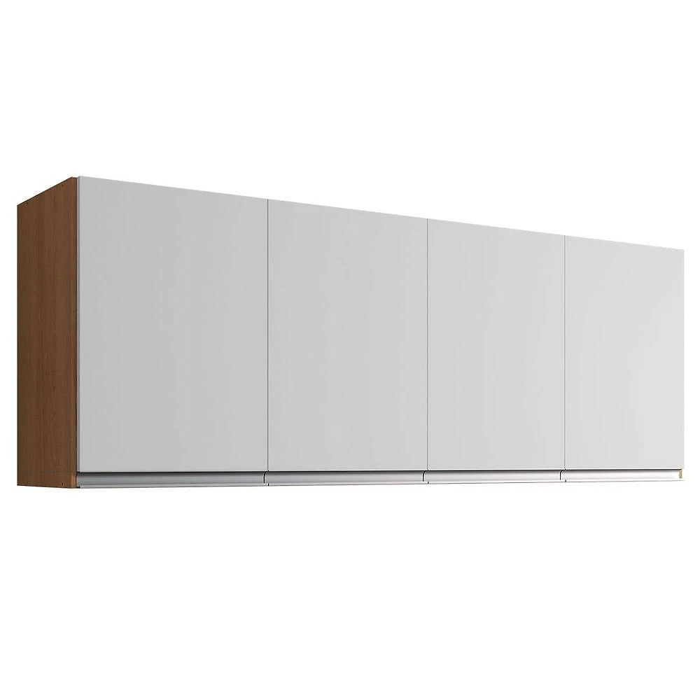 Armário Aéreo Para Cozinha 150 Cm 4 Portas Adriana Amêndoa/branco