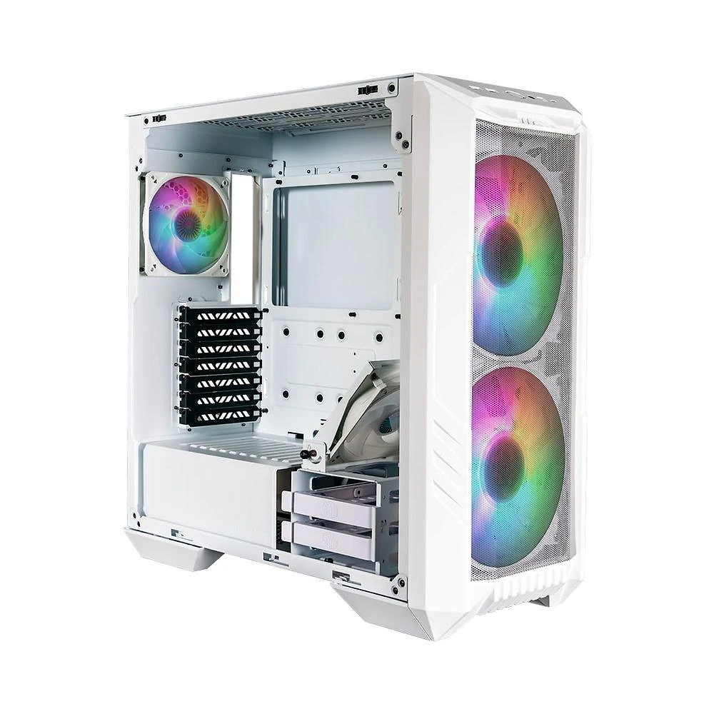 Miniatura Gabinete Cooler Master Haf 500 E-atx Lateral Vidro Temperado 2 Fans Argb 200mm Branco | H500-wgnn-s00