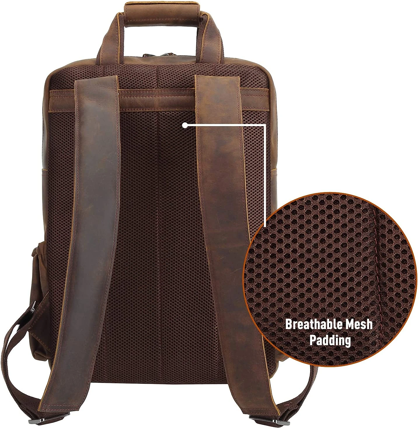 ORIGINAL POLARE Mochila Unissex de Couro Genuíno para Laptop 44 cm Marrom