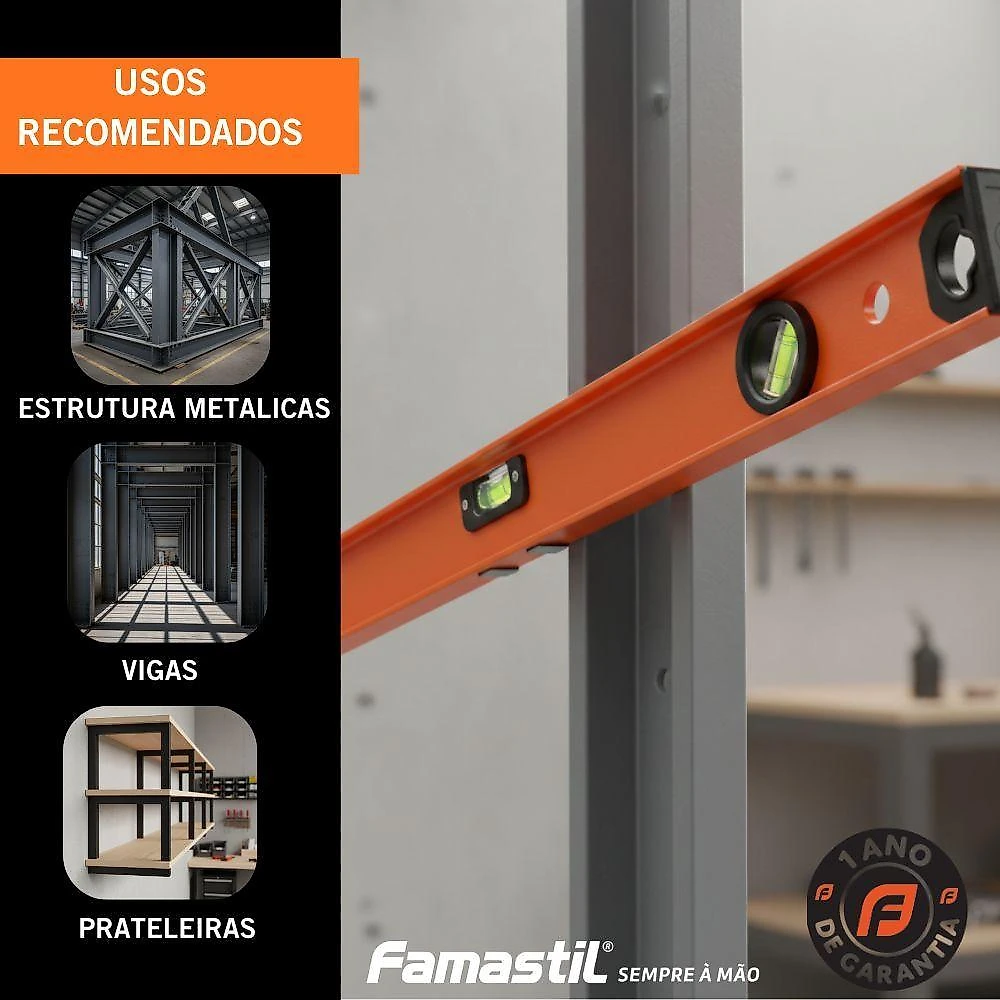 Nível Alumínio Magnético 48 3 Bolhas Famastil