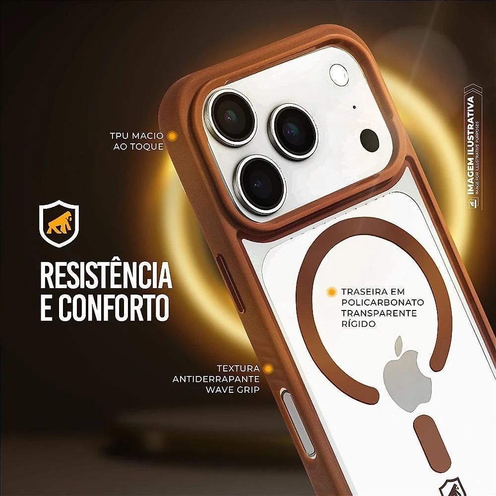 Capa para Iphone 17 Pro Gshield Magsafe Wave Transparente TPU + Policarbonato com Cordão
