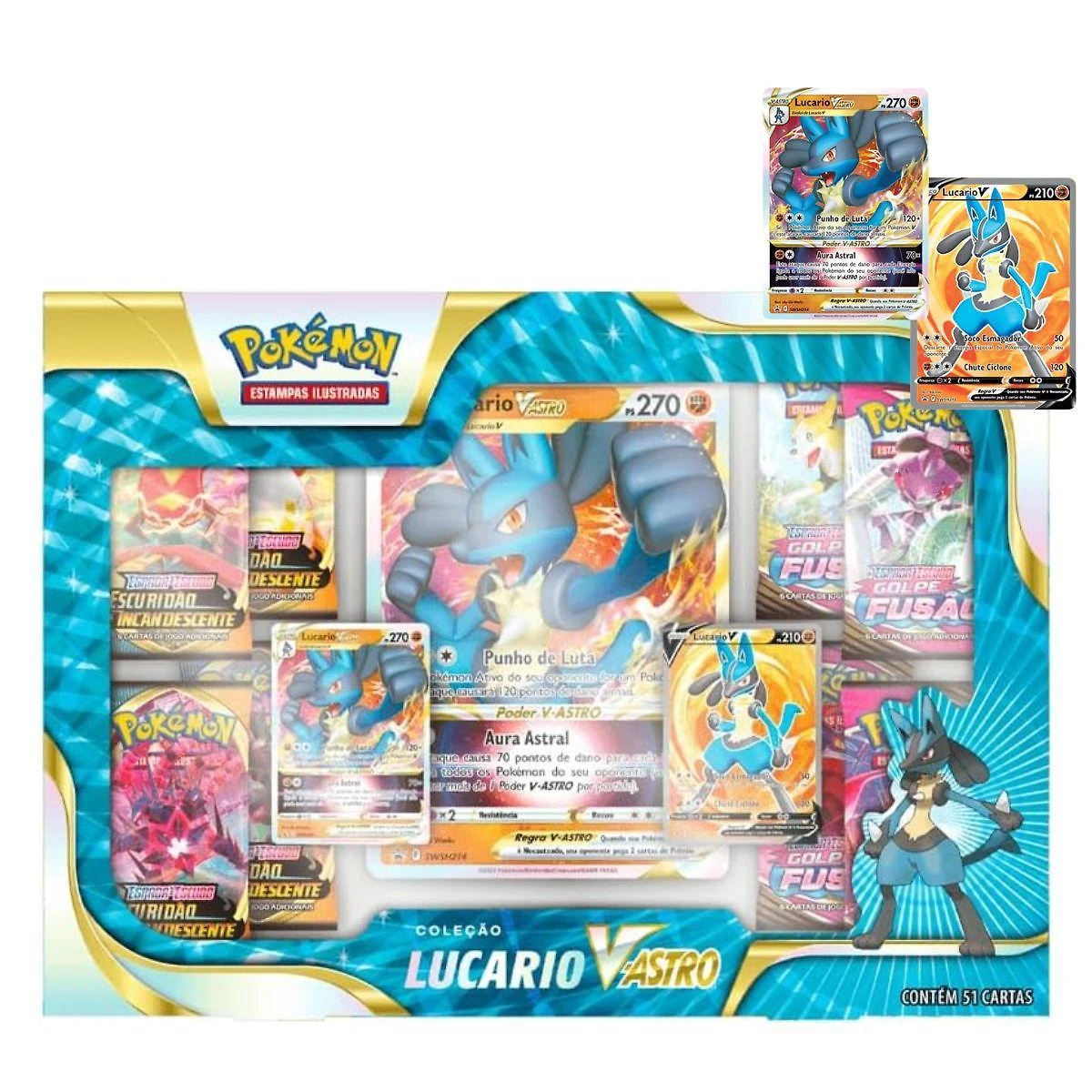 Miniatura Box De Cartas Lucario V-Astro Com 51 Cartas Pokémon