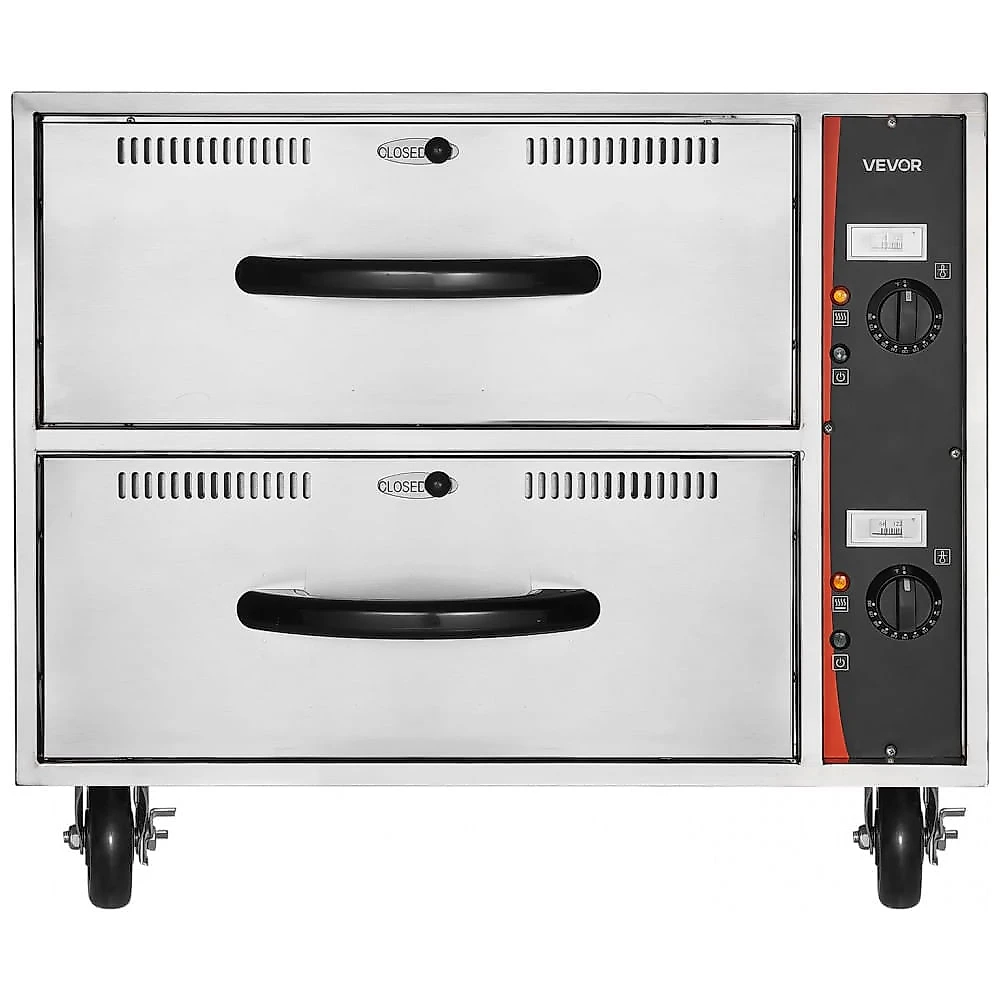 Gaveteiro Térmico Comercial VEVOR DW2 2 Gavetas Inox Temperatura 30–85°C Para Restaurante e Buffet