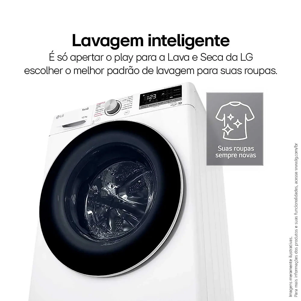 Lava e Seca Smart LG VC4 12kg com Inteligência Artificial AIDD CV5012WC4 Branco - 110V