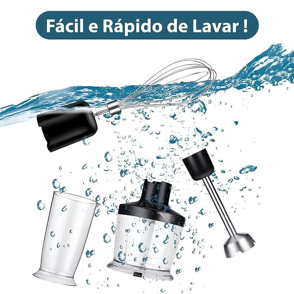 Mixer 4 Em 1 Batedor Fue Miniprocessador Triturador Inox 600W 110V