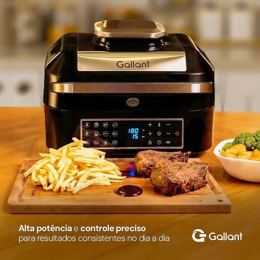 Fritadeira elétrica air fryer 12 em 1 barbecue gallant 6,5l one-touch gfe06 220v (gfe06bta-pt220)