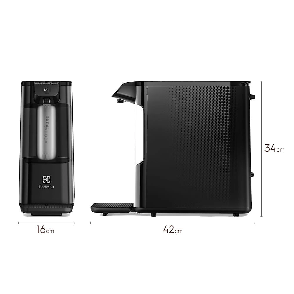 Purificador de Água Electrolux com Água Gelada, Fria e Natural Eletrônico Compacto Pure 4x Preto - PE12P Bivolt