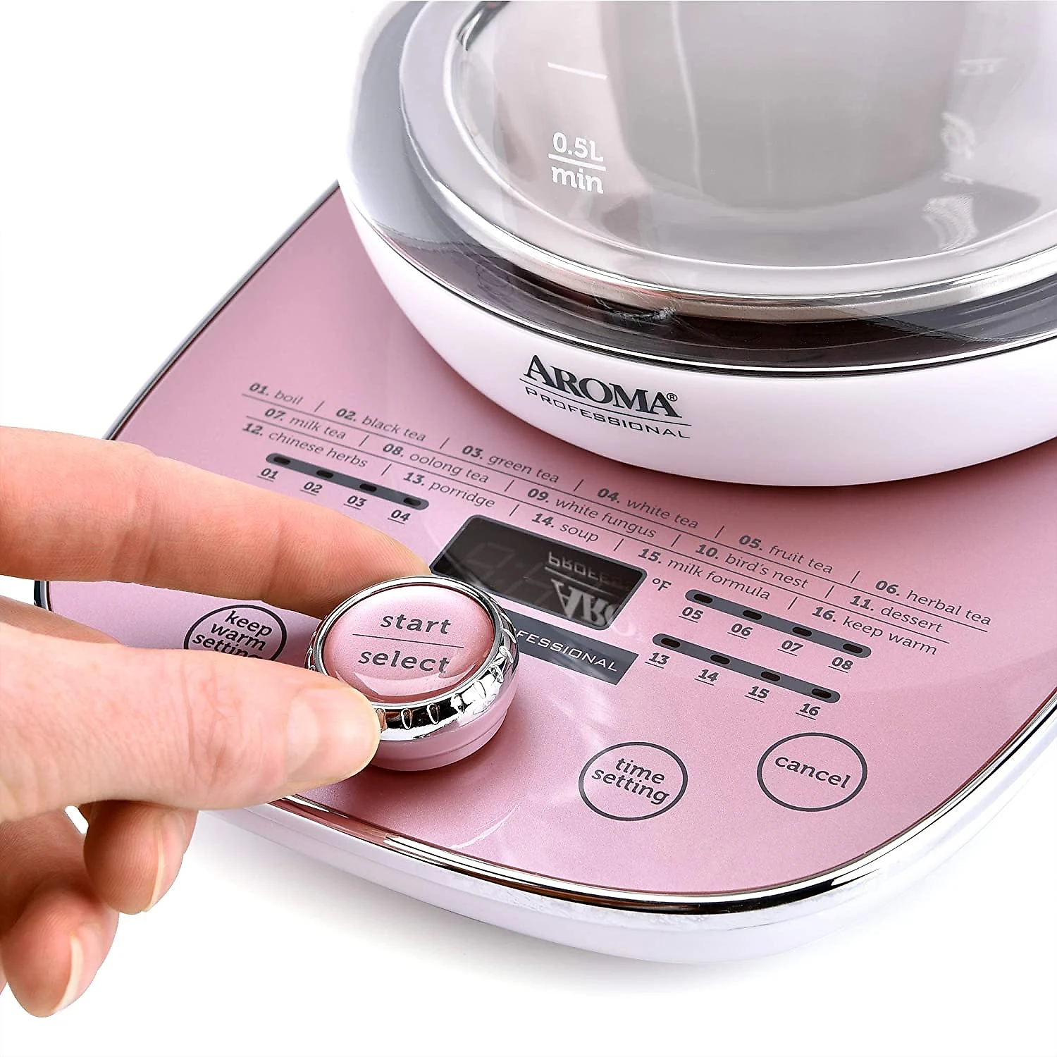 Aroma AWK701 Chaleira Elétrica Multiuso 15L com Temporizador 800W110V Rosa
