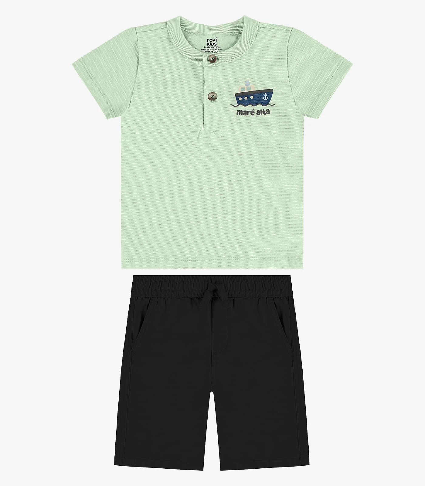Conjunto Camiseta Com Bermuda Infantil Rovi Kids Verde