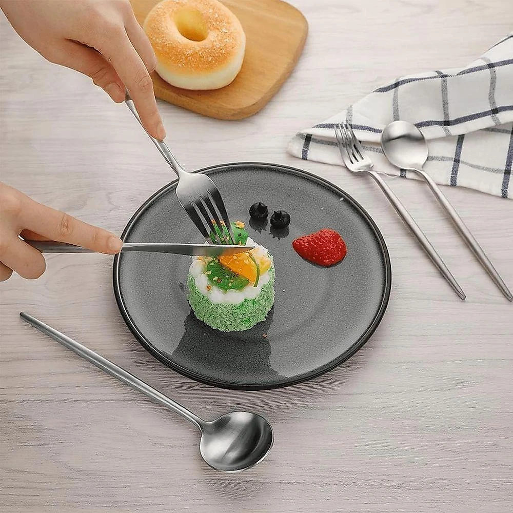 Faqueiro 24 Peças em Aço Inox 416 Jogo de Talheres com Caixa Litografada para Mesa Prata
