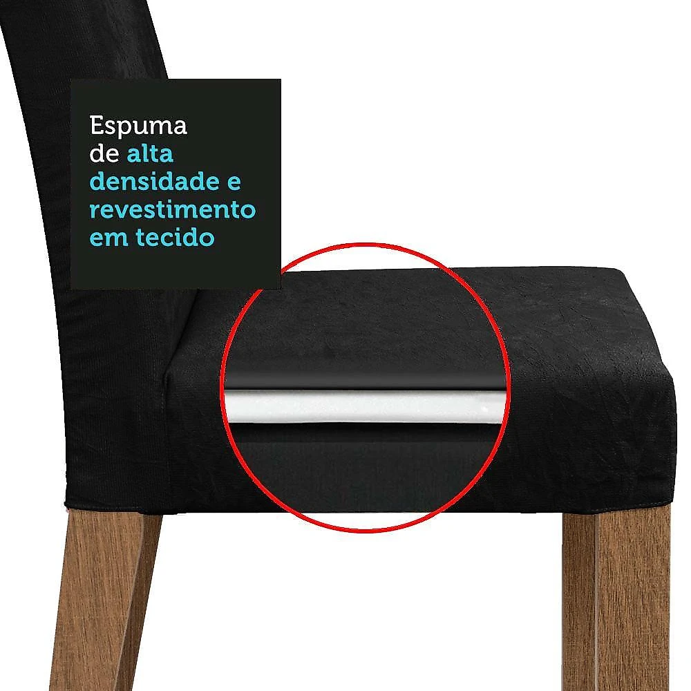 Conjunto sala de jantar mesa tampo de madeira 6 cadeiras rustic/oxford cheryl madesa
