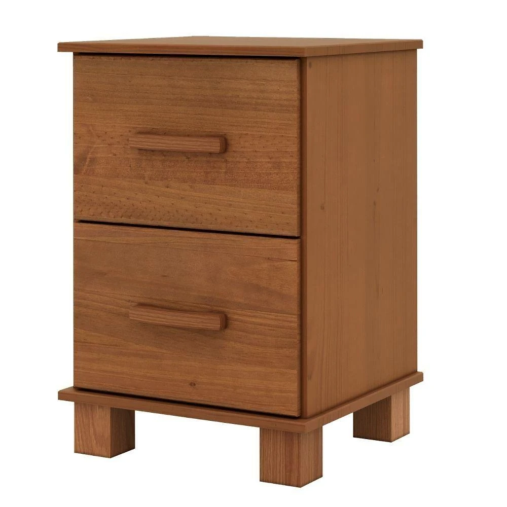 Mesa de Cabeceira 1137C 2 Gavetas Madeira Maciça Castanho Milani Movelaria