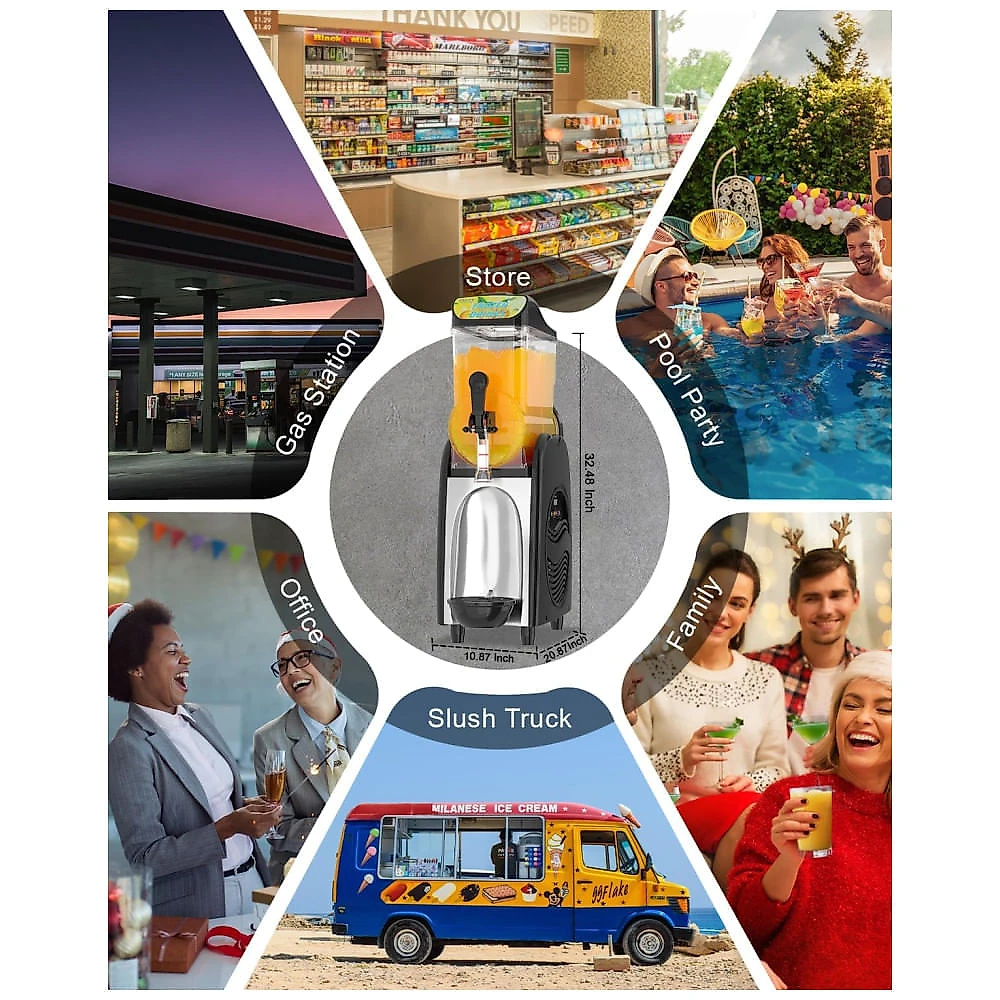 Máquina de Frozen Doméstica 15 Litros em Aço Inox ETL para Margaritas e Bebidas Congeladas, Ideal para Festas em Família,GSEICE