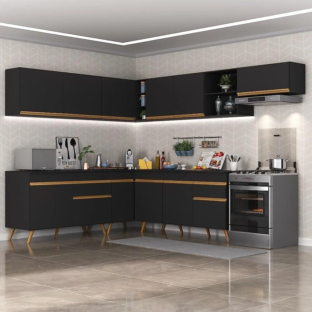 Armário De Cozinha Completa De Canto V268 Dourado