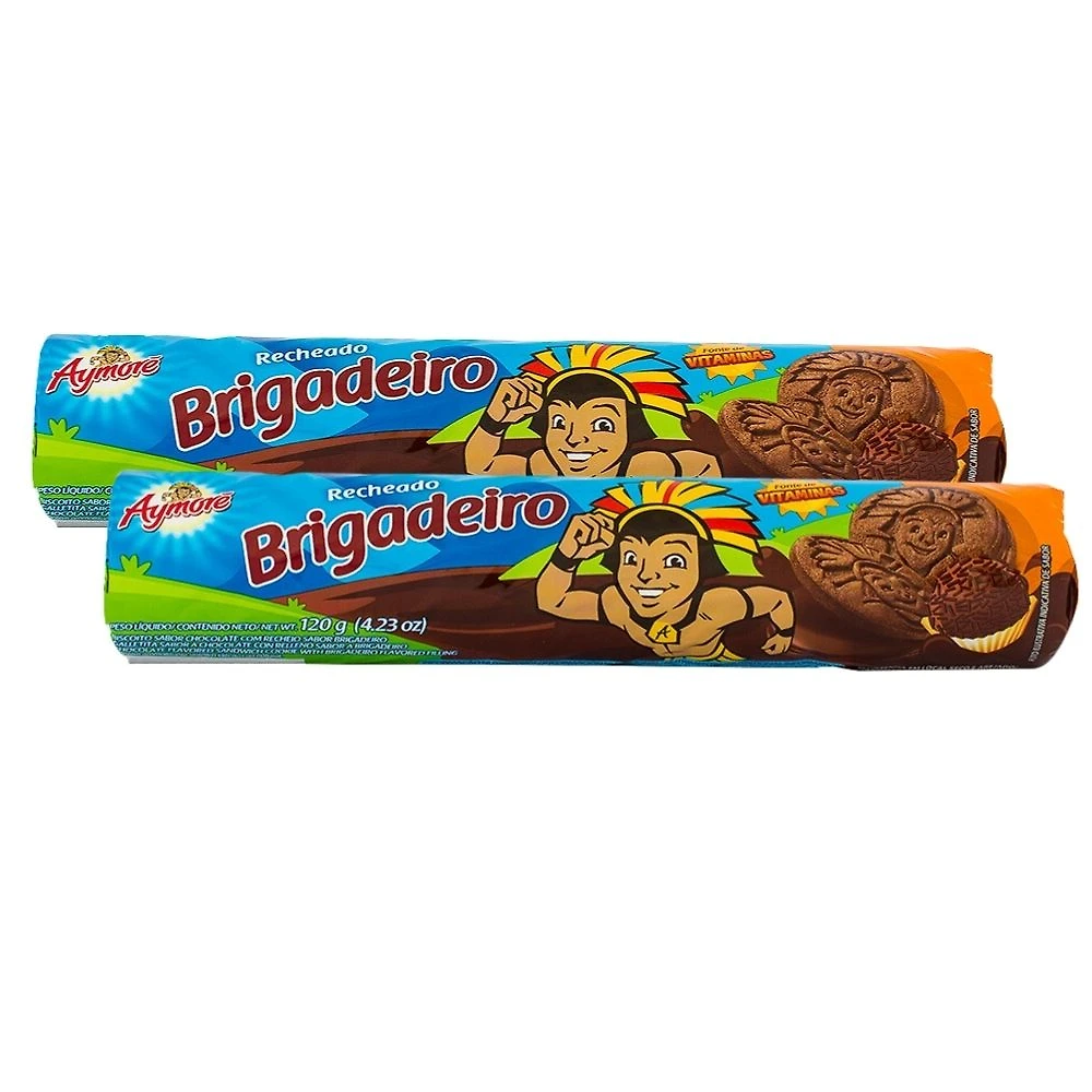 Kit 2 Biscoito Recheado Aymoré Sabor Brigadeiro com 120g