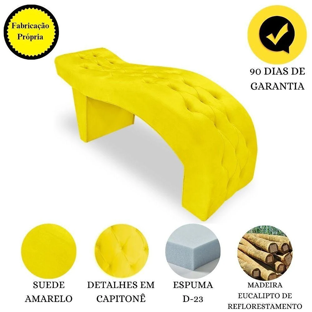 Maca Estofada Capitonê Clínica Salão Estética Suede Eduarda Amarelo