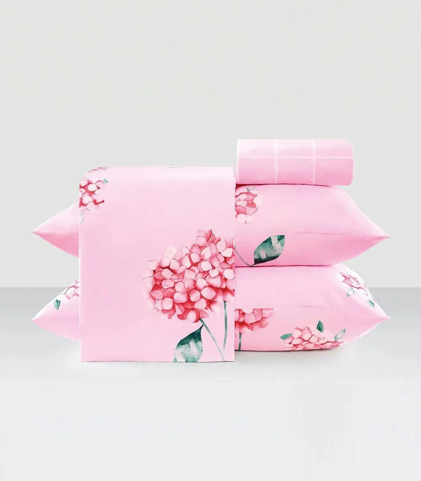 Jogo de Cama Solteiro 200 Fios Flores Lar e Lazer Rosa