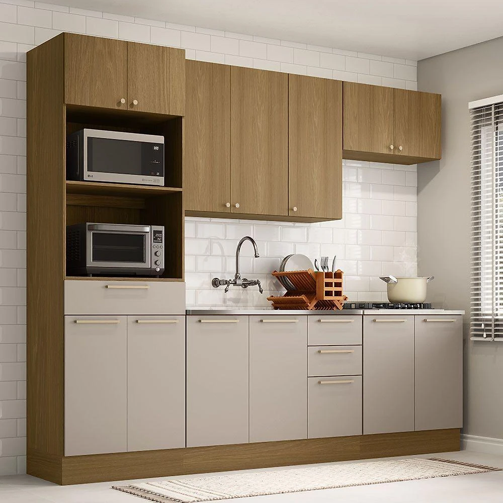 Cozinha Compacta 5 Pçs Tampo 270cm Elegance Luciane Móveis Freijó-freijó Brasil-cinammon