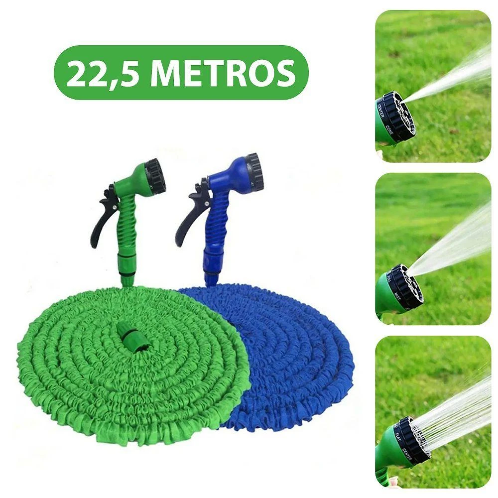 Mangueira Jardim Expansível 22,5 Metros Resistente Jatos D água - Azul