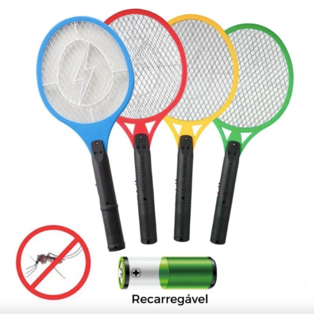 Raquete Mata Mosquito Elétrica: Bivolt, Recarregável Alta