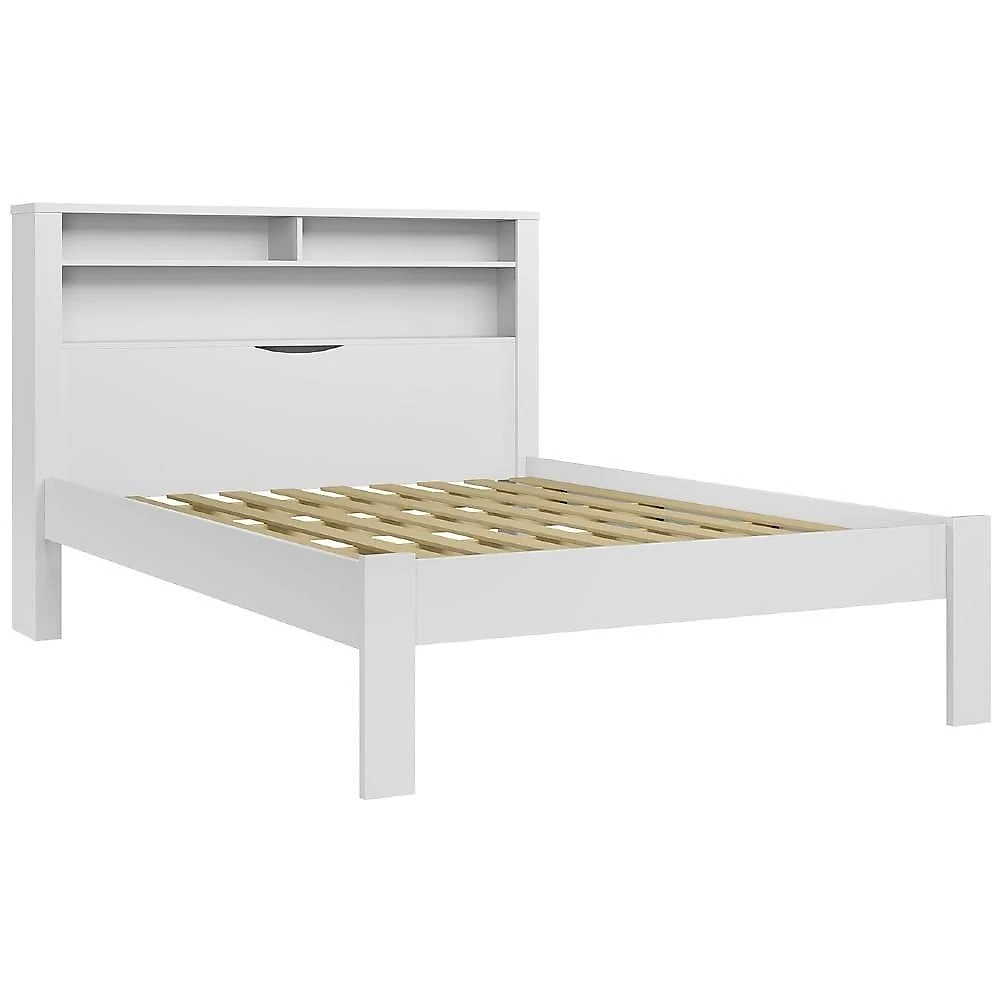 Cama Casal com Nichos Zuri S01 MDF MDP Branco Mpozenato 148CM