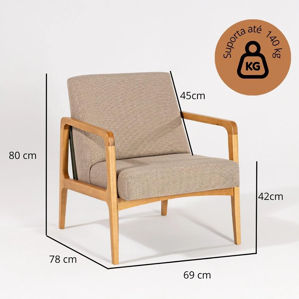 Miniatura Poltrona para Sala 80cm X 78cm X 69cm Verniz Mel/Fita Verde Oliva/Marrom