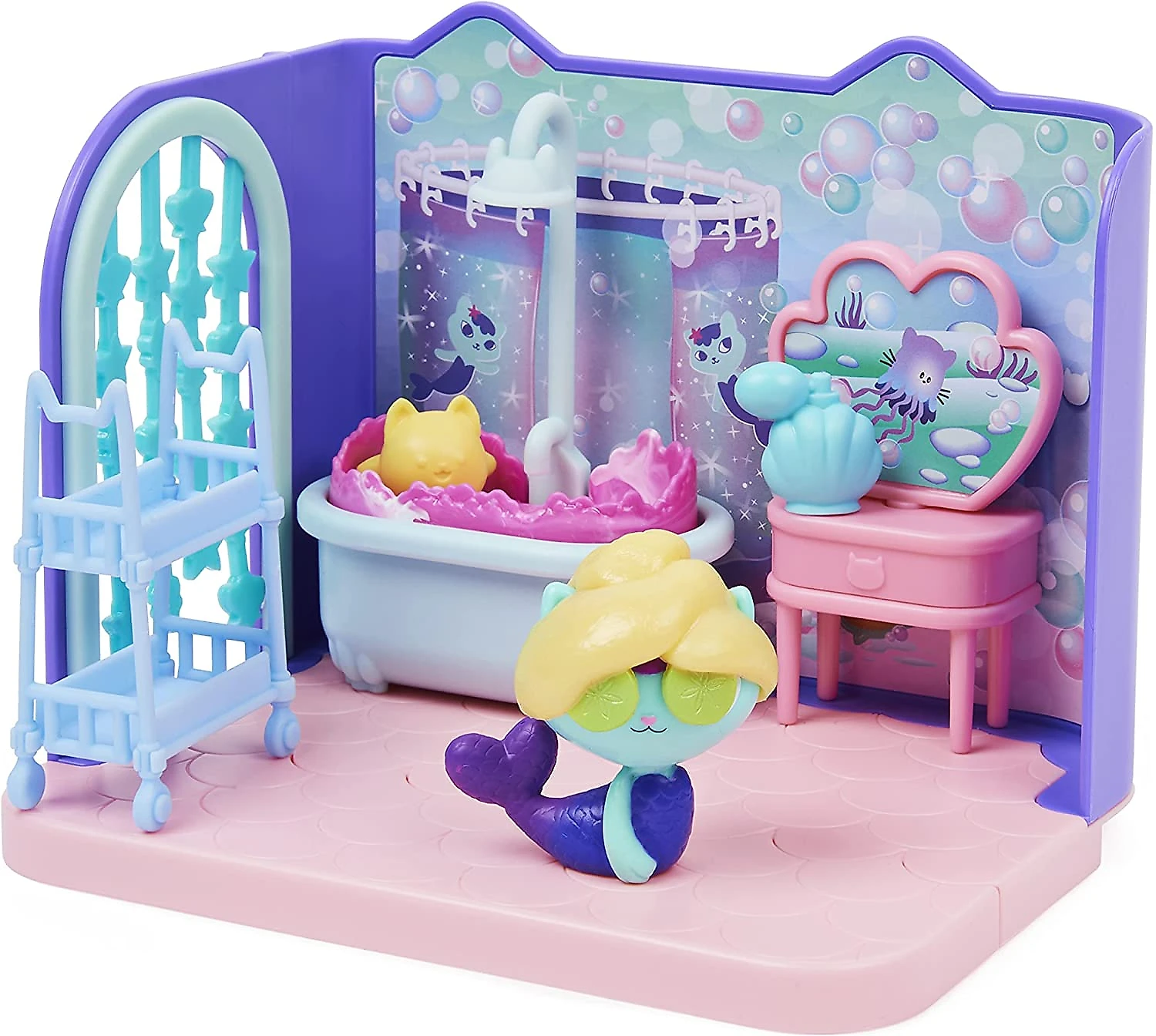 Gabbys Dollhouse Banheiro Mágico da Gabby com 8 Acessórios p ara Crianças a partir de 3 anos