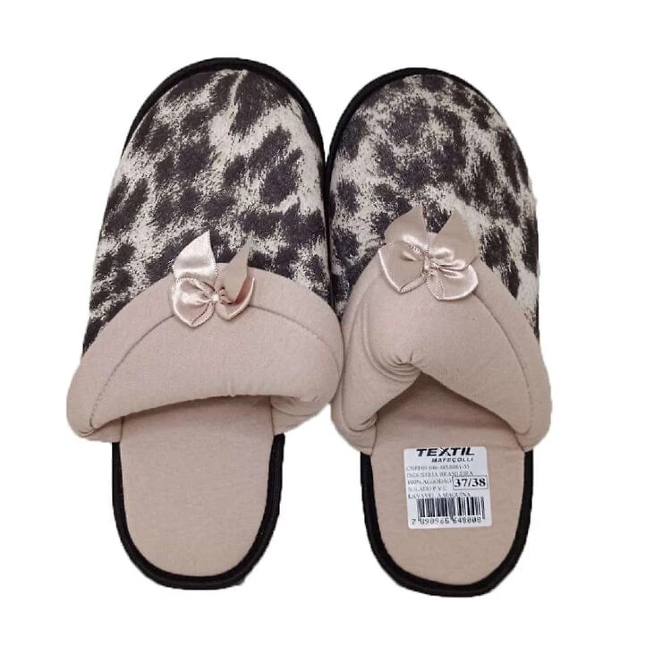 Pantufa Textil Mafeçilli Feminino - PRETO/MARROM