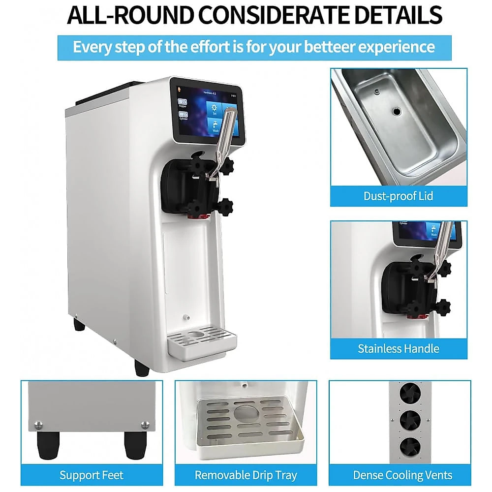Máquina de Sorvete Soft Monosabor Comercial XPW Branco Alta Produção 4,5L Hopper 1000W 110V Modelo BQL-9200ST