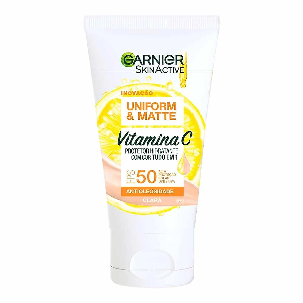 Protetor solar hidratante facial com vitamina c garnier skin fps 50 clara