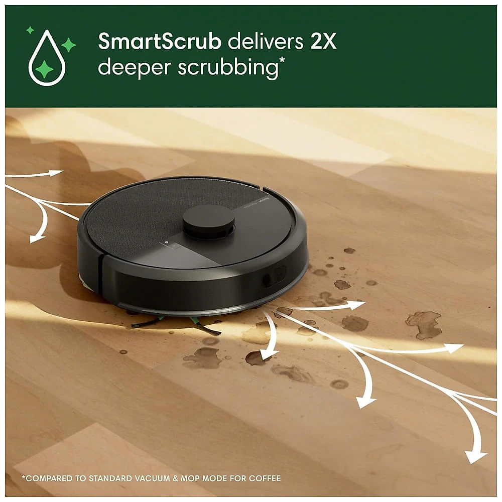Robô Aspirador e Esfregão iRobot Roomba 105 Combo Preto com Navegação LiDAR e Sucção Potente 120V