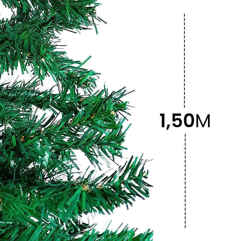 Árvore de Natal Luxo 1,50m 380 Galhos Base em Ferro Pvc Montagem Fácil para Sala