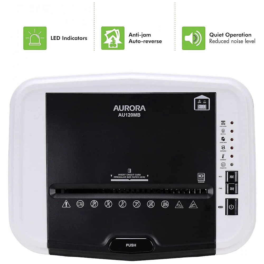 Fragmentadora de Papel 120 Folhas de Alimentação Automática de Alta Segurança, 110V, Aurora AU120MB, Branco