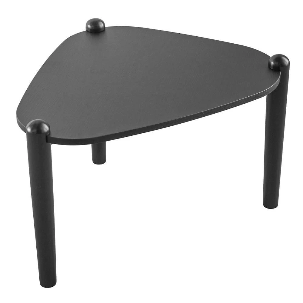 Mesa De Centro Orgânica Artesano 60 Cm (largura) Em Mdp Nero (preto) E Pés Em Madeira Maciça