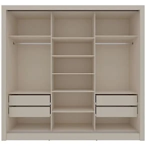 Guarda-Roupa Casal Bartira Village com 3 Portas, 4 Gavetas, Espelho e 243,1 cm de Largura Areia/Peroba