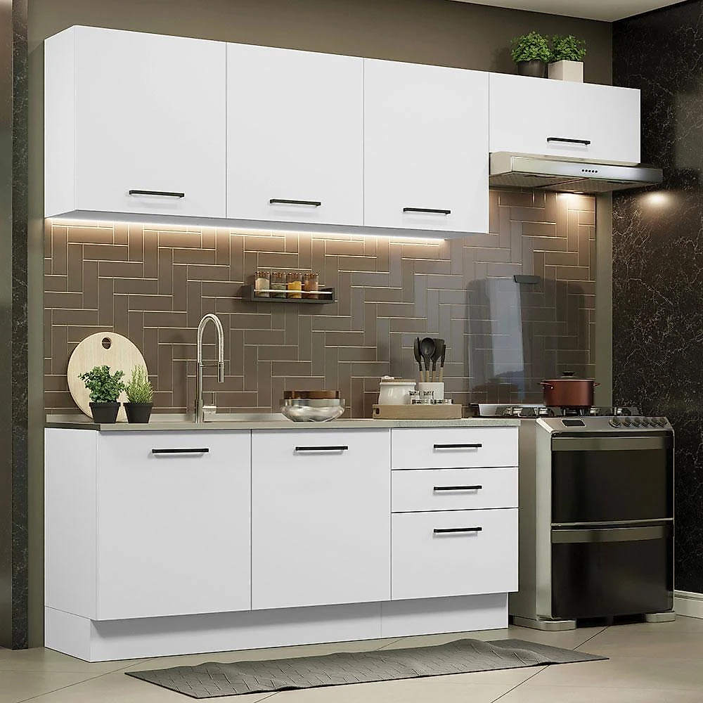 Cozinha completa madesa agata 260002 com armário e balcão (sem tampo e pia) - branco