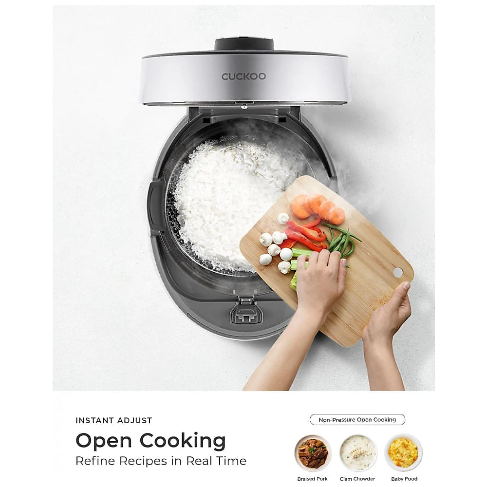 Panela Elétrica de Arroz com Pressão Cuckoo Cinza 6 Xícaras 12 Xícaras Cozidas 16 Modos 880 W 120 V