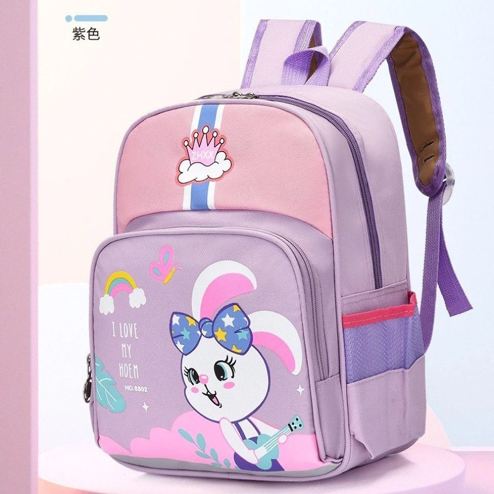 Mochila Escolar Infantil OEM Dinossauro 030 Lilás com Estampa para Menino e Menina